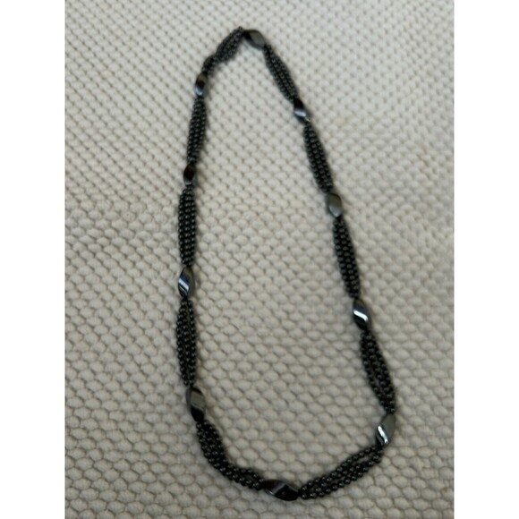 Metalic‎ Black Bead 3 Strand Necklace - Picture 1 of 5